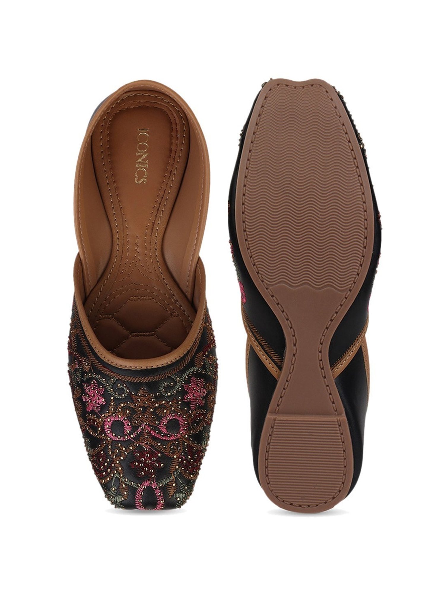 Iconics Women's Black Ethnic Juttis