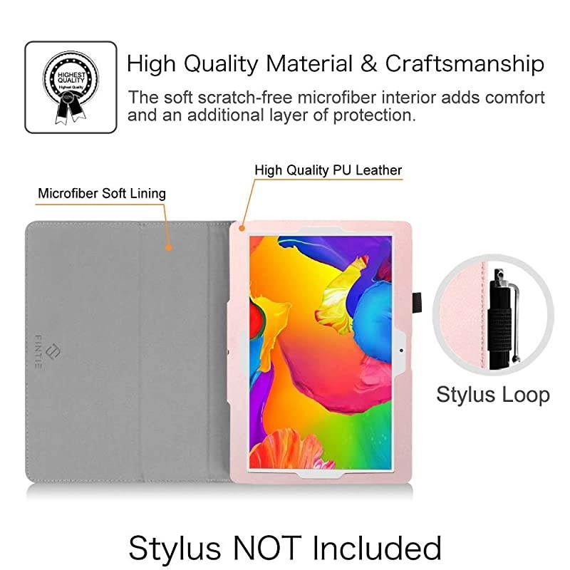 Case for Dragon Touch 10 inch K10 Notepad K10 Max10 Tablet Premium PU Leather Stand Cover Compatible Lectrus 101 Victbing 10 Hoozo 10 Winsing 10 ZONKO 101 Android Tablet Rose Gold