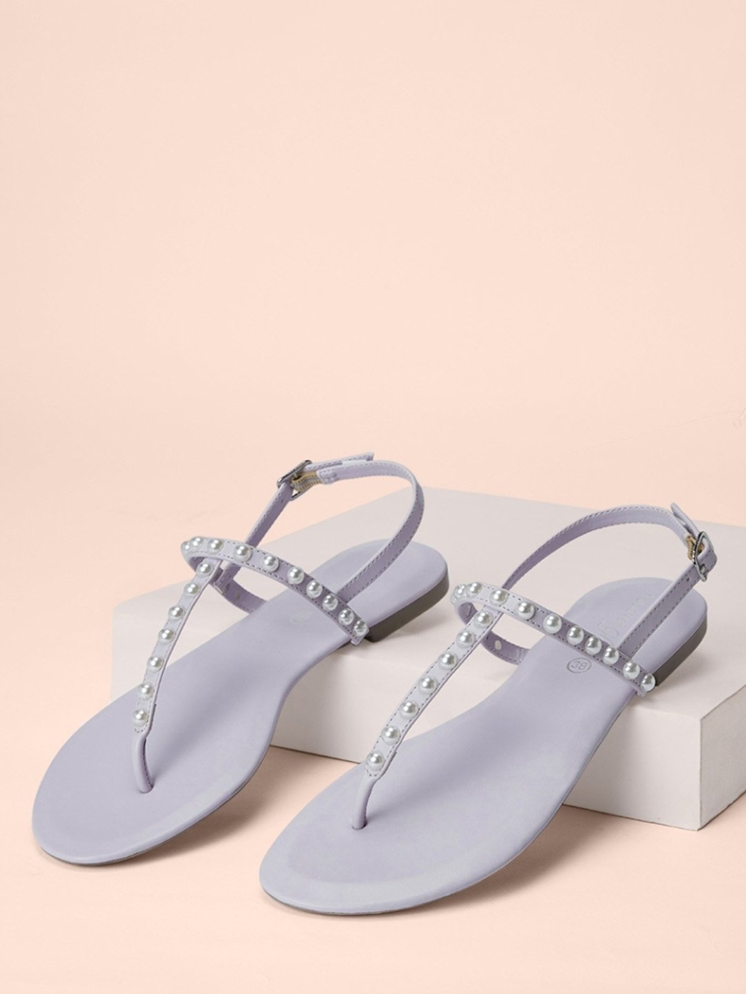 Forever Glam by Pantaloons Women's Lilac T-Strap Sandals