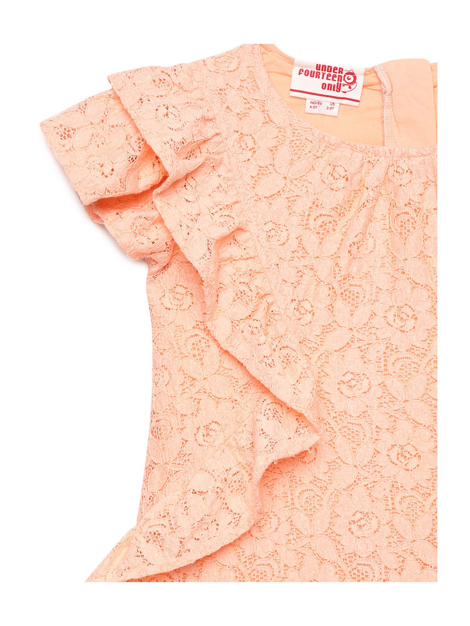 Under Fourteen Only Kids Peach Lace Dress