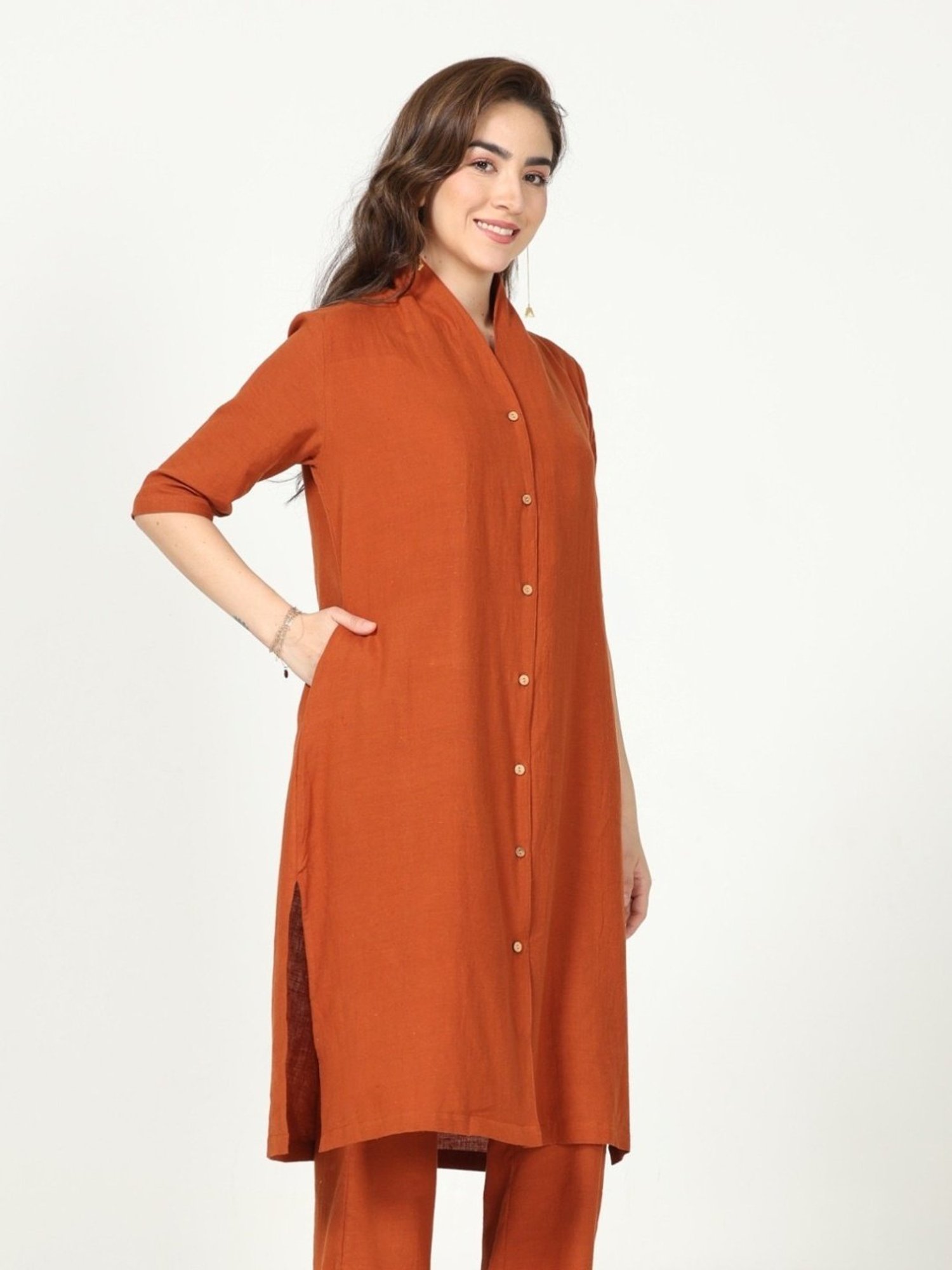 Saltpetre Classic Oragne Long Shirt in Organic Cotton