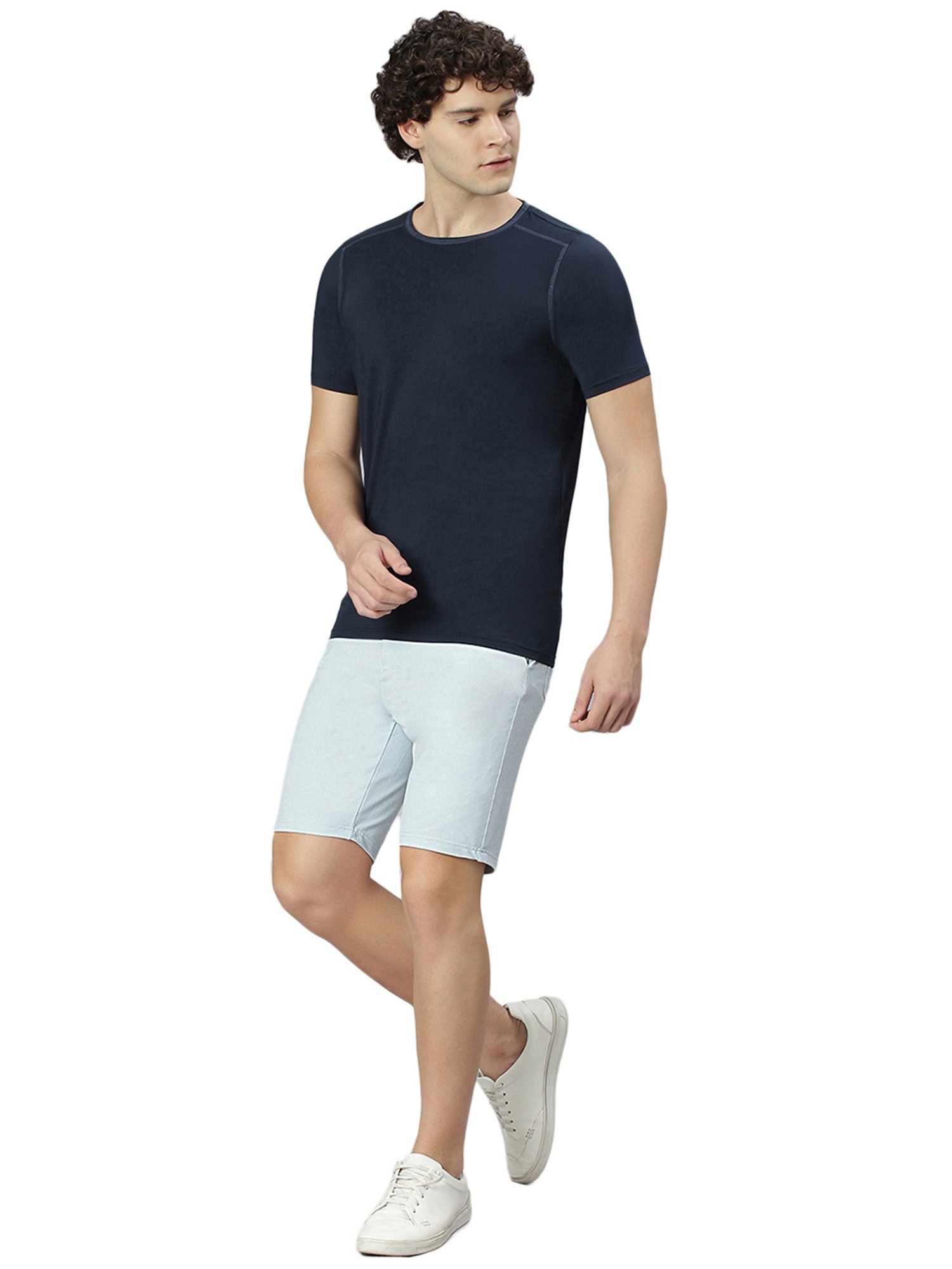 Slowave Pastel Blue Regular Fit Denim Shorts