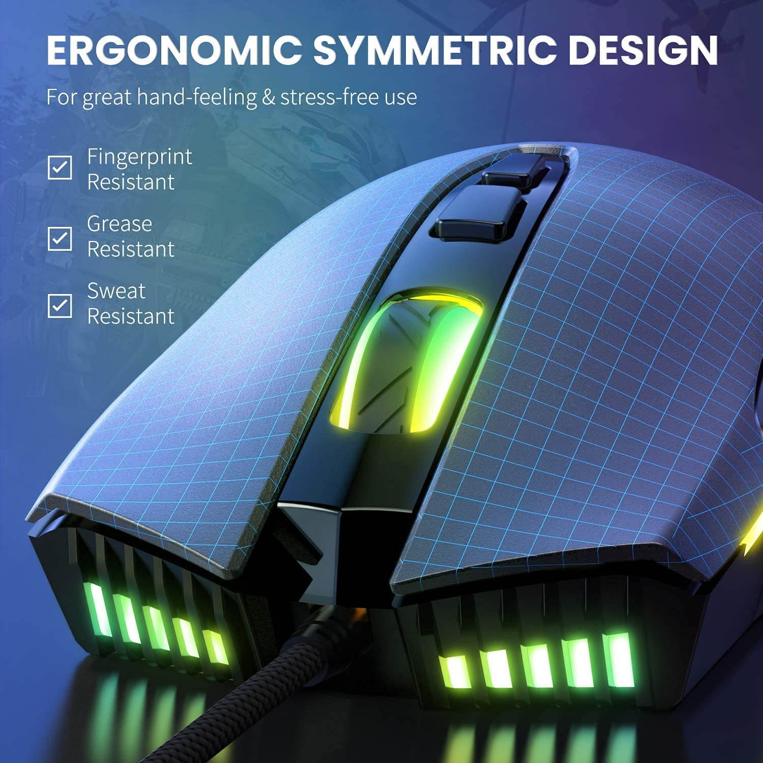 Gaming Mouse Wired, USB Optical Computer Mice with RGB Backlit, 2 Adjustable DPI Up to 2400, Ergonomic Gamer Laptop PC Mouse   for Windows 7/8/10/XP -Black