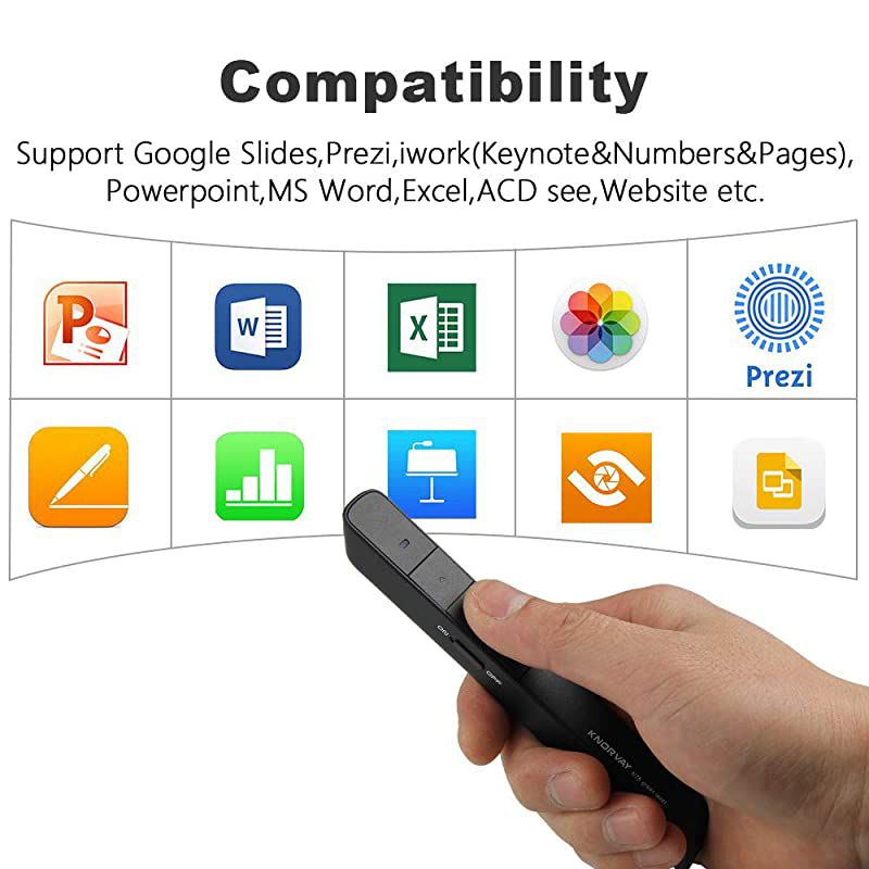 Button Customized  N75GBK Wireless Presenter Green Laser Pointer Rechargeable 24GHz Hyperlink Presentation Clicker for PowerPoint Presentation Remote Supports LaptopKeynotePCMac