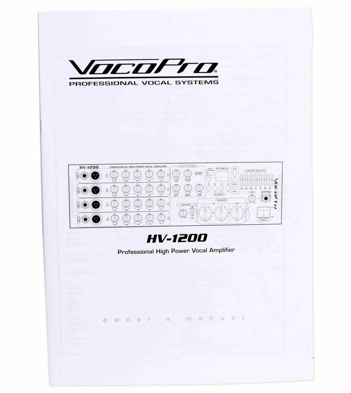 Vocopro HV-1200 1200 Watt Powered Mixer/Karaoke Mixing Amplifier w/Vocal FX