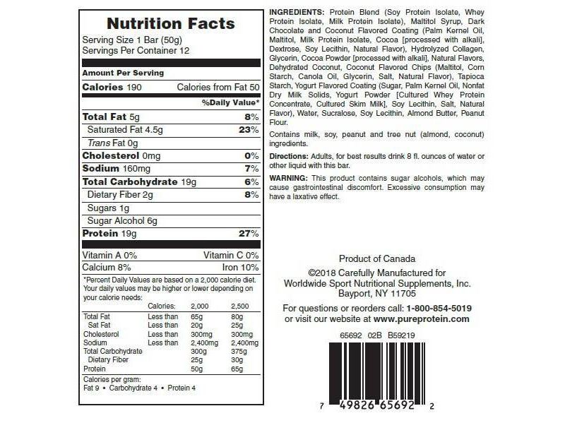 Pure Protein Bar - Dark Chocolate Coconut - 12ct