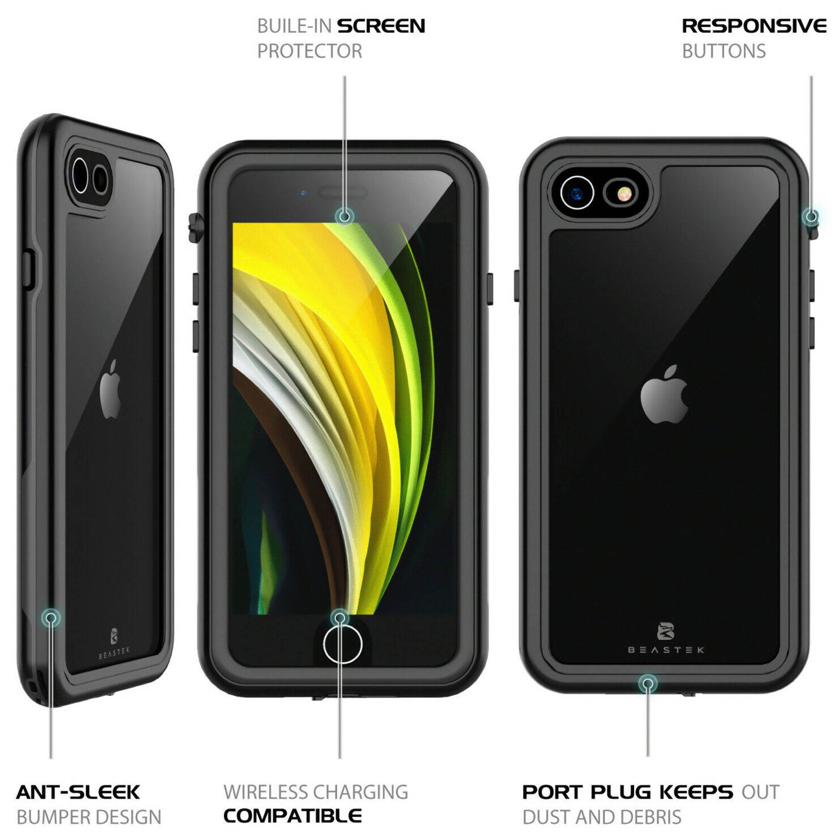 New WATERPROOF CASE COVER FOR APPLE IPHONE SE 2020 SCREEN PROTECTOR SERIES US