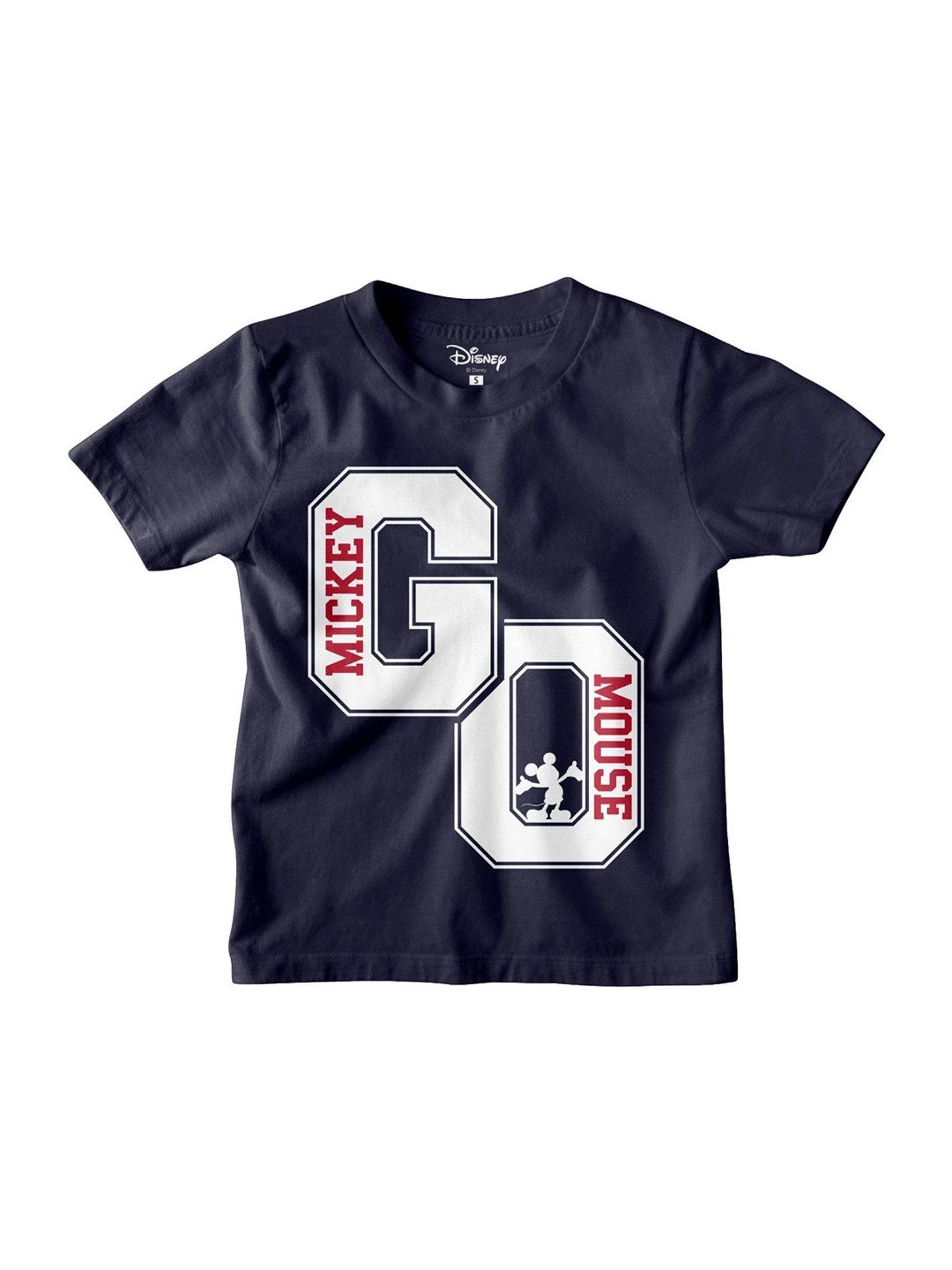 Bonkids Kids Navy & White Cotton Printed Mickey T-Shirt