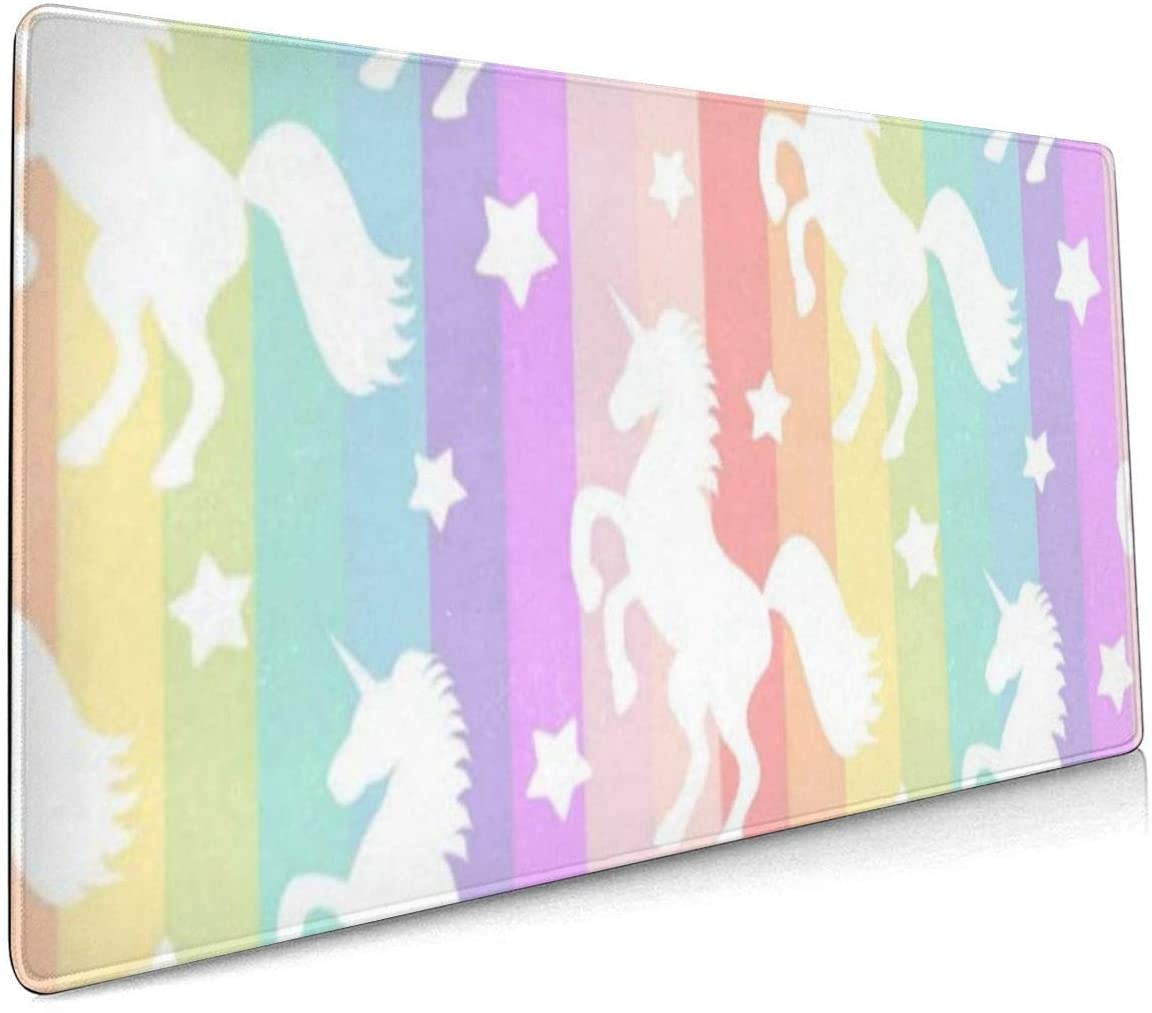 Large Mouse Pad Gaming Star Unicorn Rainbow XXL Extended Mouse Pad Portable Large Desk Keyboard Pad Waterproof Writing Pad for Mouse Office, Home, Non-Slip Rubber Base, Huge 90x40