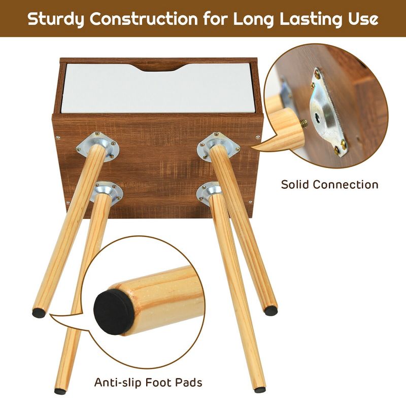 Costway 2PCS Nightstand End Side Sofa Table Storage Drawer Living Room W/Solid Wood Leg