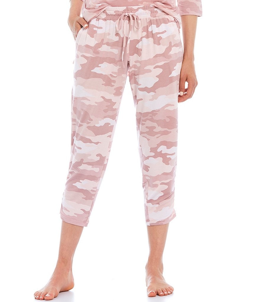 VAN WINKLE & CO. Camouflaged Print Ankle-Length Jersey Knit Sleep Pants