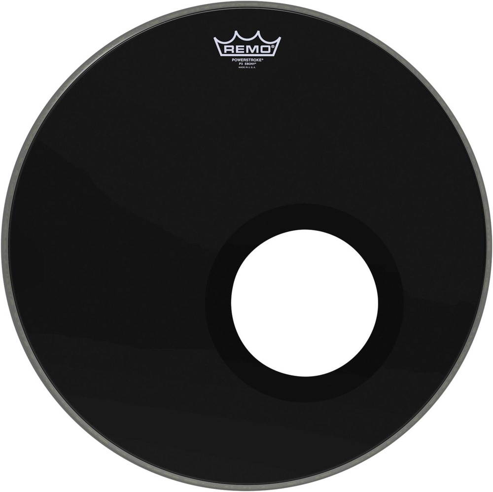 Remo Ebony Powerstroke 3 Resonant Bass Drumhead with 5 Inch Port Hole Ebony 18 in.