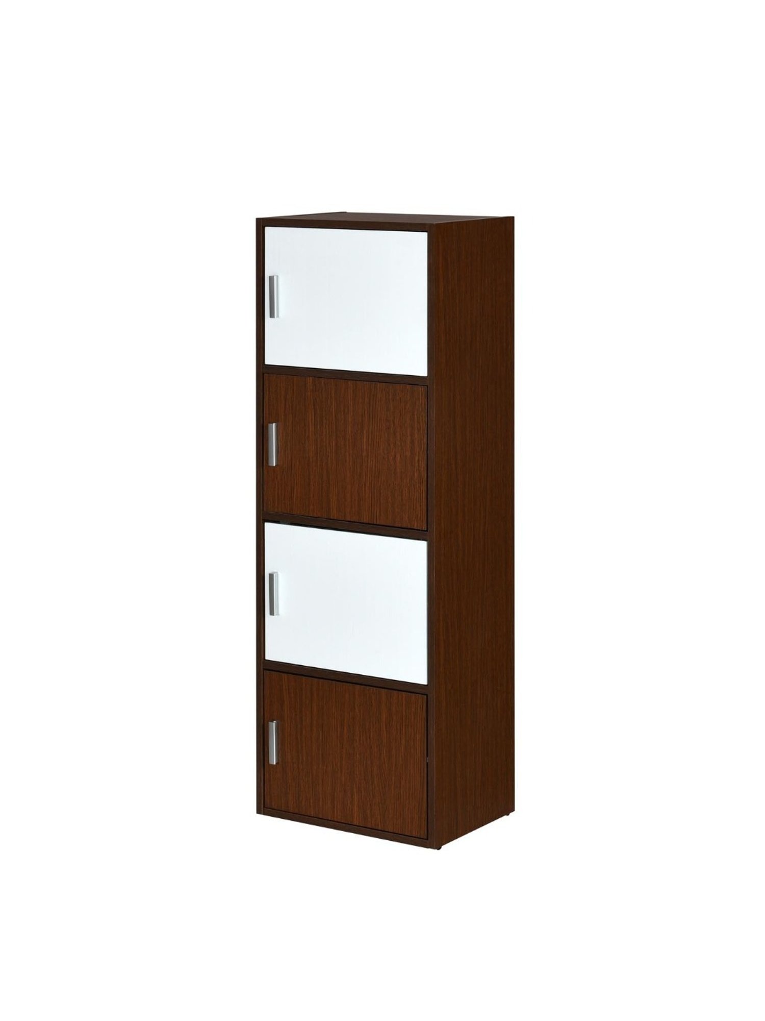 Nilkamal Sear Urban Walnut & Oak White Engineered Wood 4 Tier Storage Cabinet