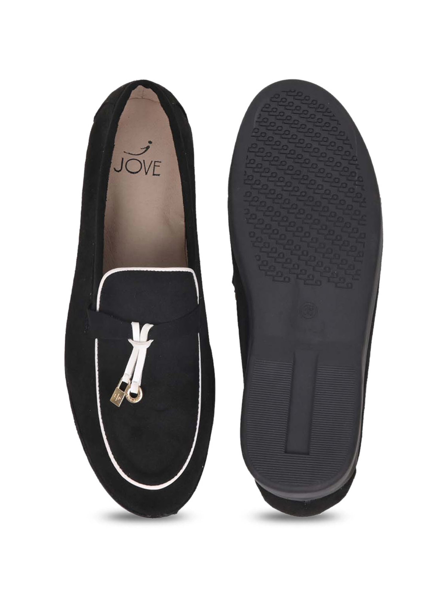 Jove Women's Black Casual Moccasins