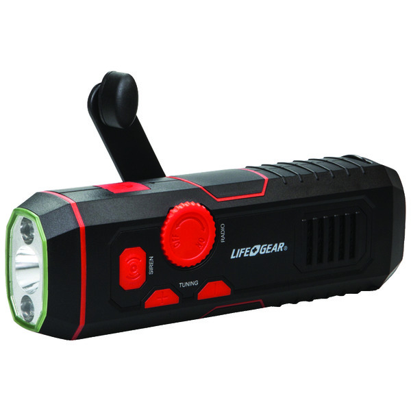 120-Lumen Stormproof USB Crank Flashlight & Radio