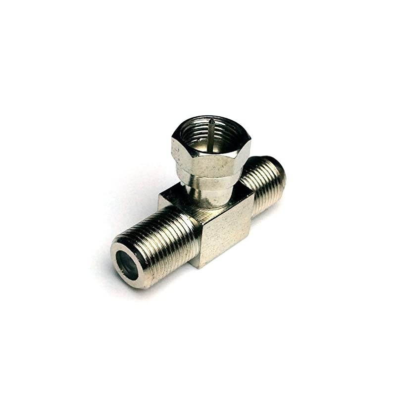 F-Type Connector Male to 2 Female Splitter Adapter - F Male to F Dual Female (1 Pack)