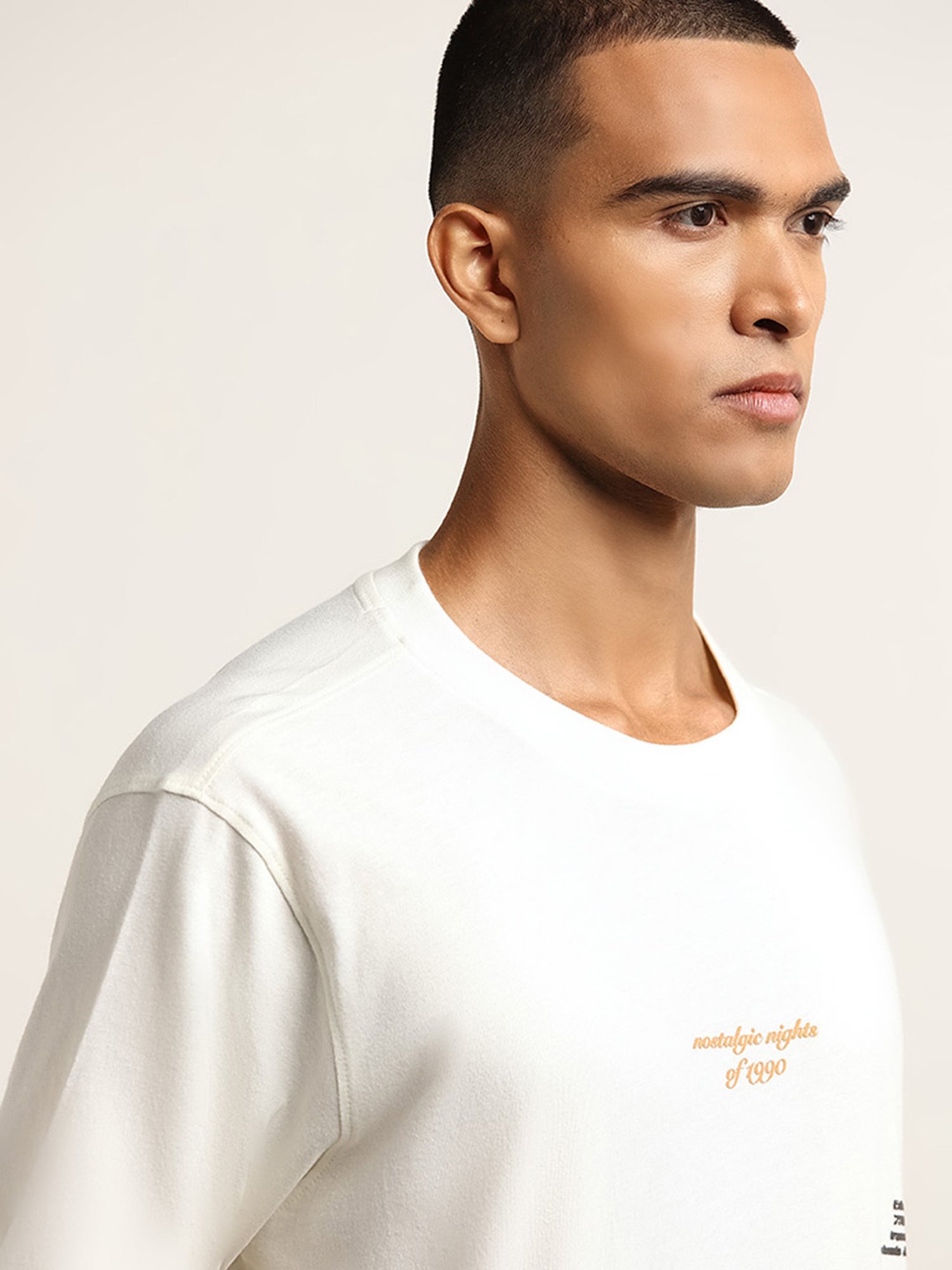 Nuon by Westside Off-White Printed Regular-Fit Cotton T-Shirt