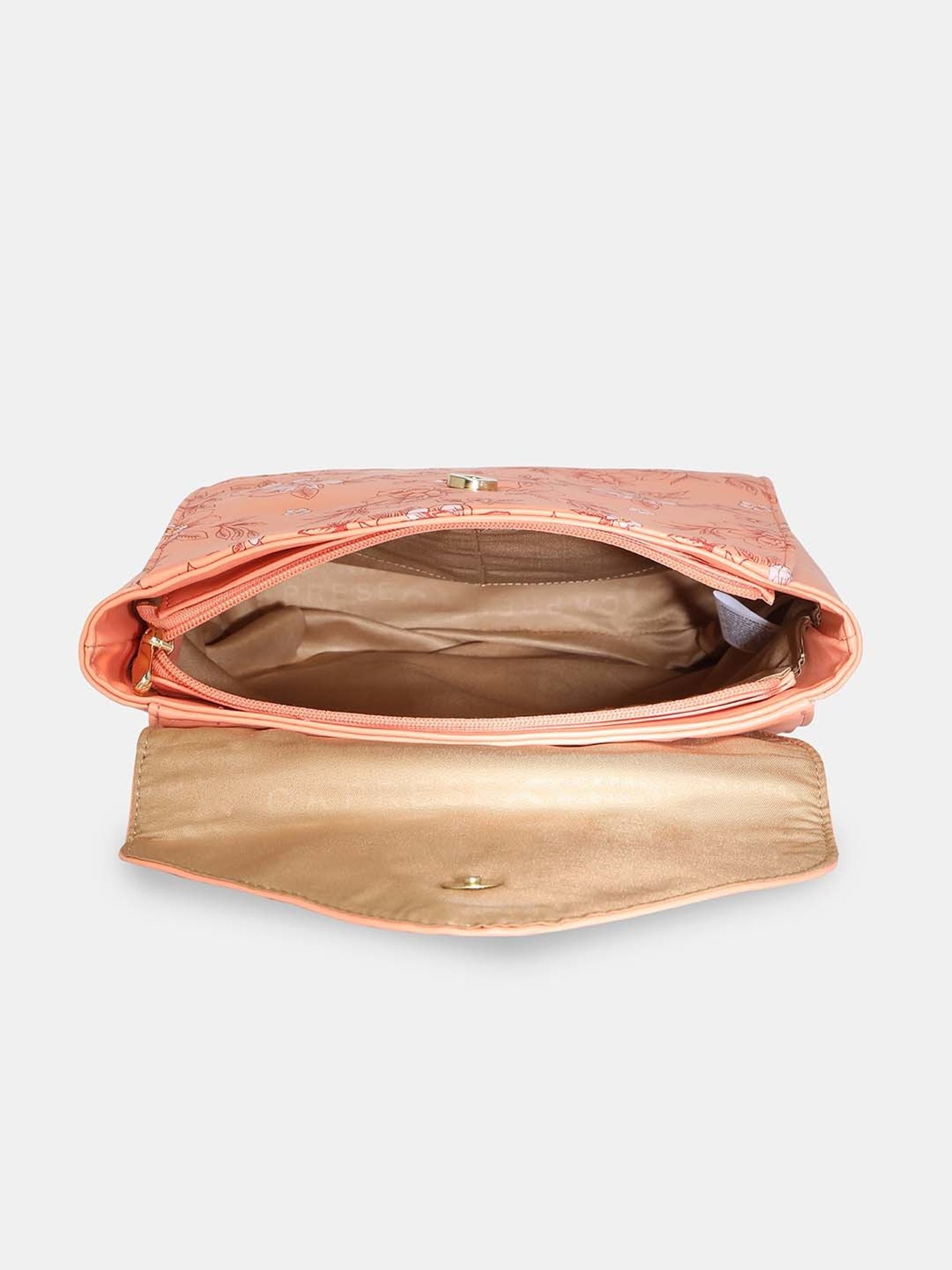 Caprese SNOW Orange Faux Leather Medium Backpack