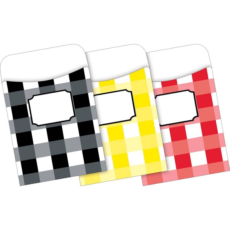 Barker Creek 60pc 2 Designs Buffalo Plaid and Wide Stripes Library Pocket Set
