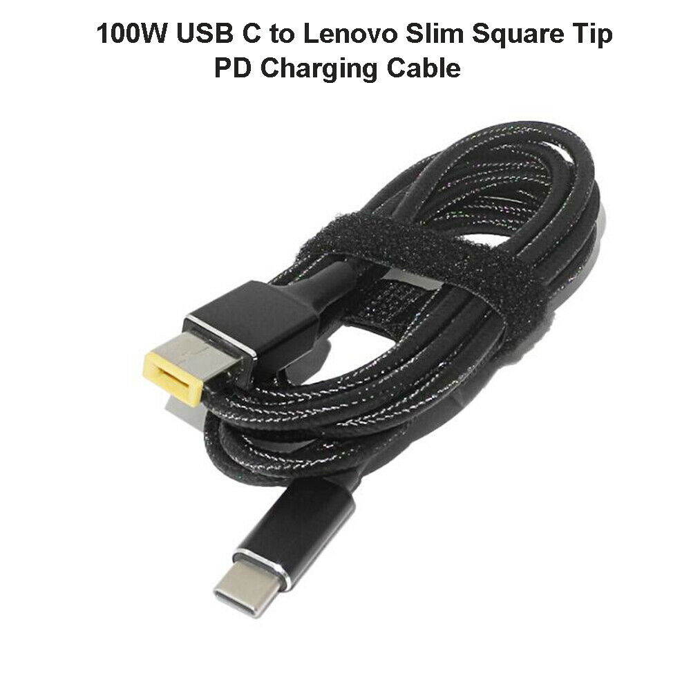 45W 65W 90W 100W USB 3.1 Type C PD Charging Cable to to Lenovo Laptops Slim Square Connector Plug Converter Cable DC Tip Jack for Lenovo IdeaPad Yoga 11S  Yoga 13 ThinkPad Helix, X1 Carbon
