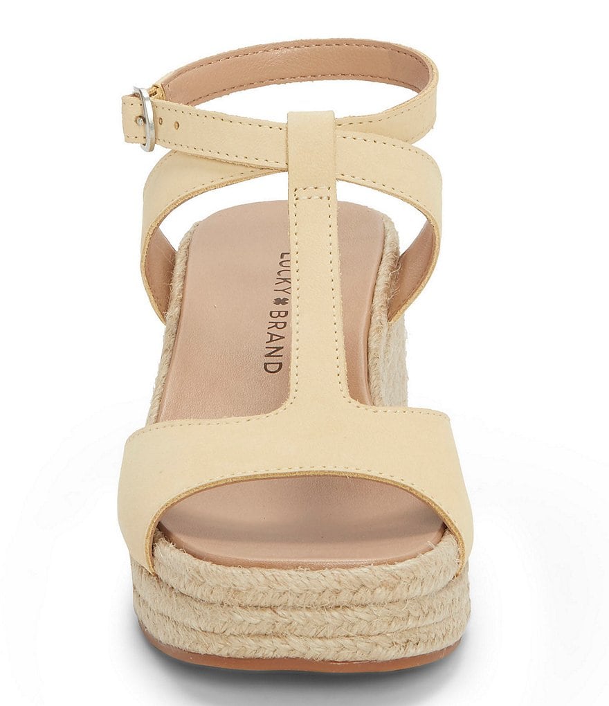 Lucky Brand Valki T-Strap Nubuck Espadrille Wedges