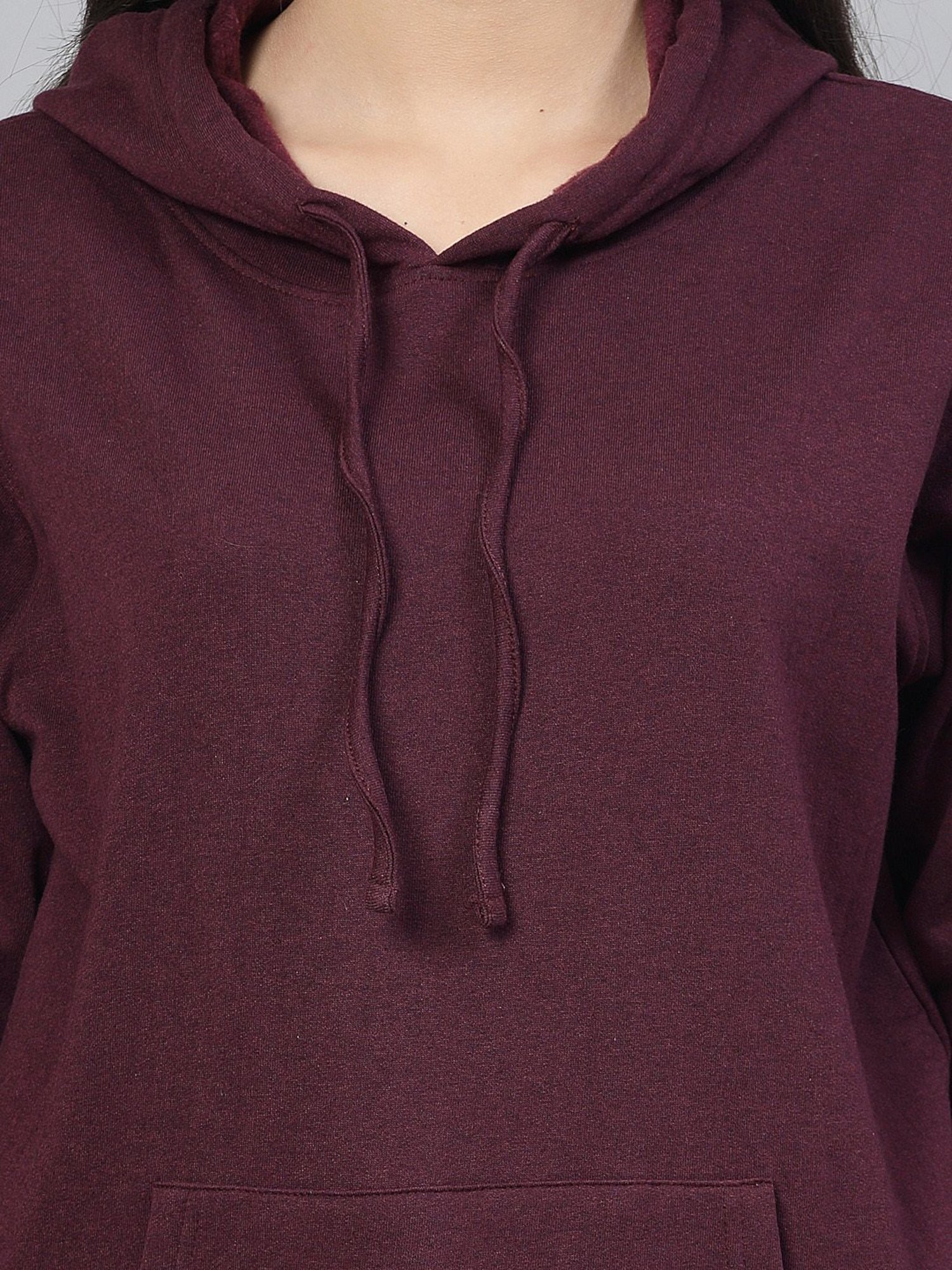 Style Quotient Wine Cotton Regular Fit Hoodie