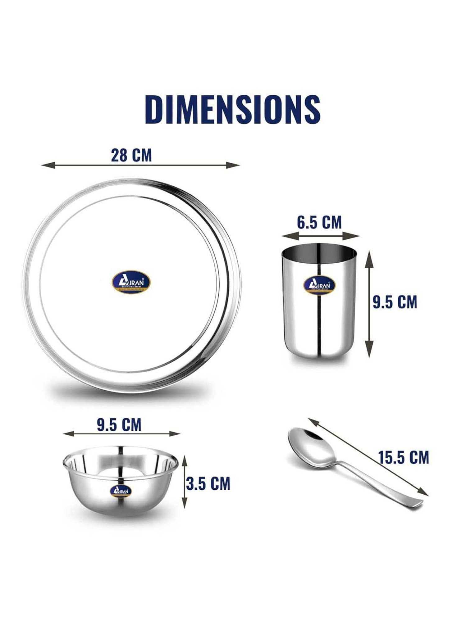 Airan Silver Stainless Steel 24 Pcs Dinner Set