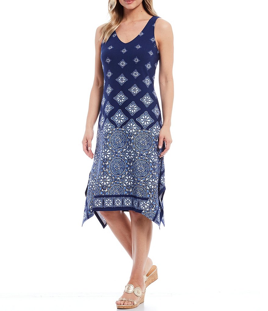 Tommy Bahama Caribbean Dream Sleeveless V-Neck Midi Dress