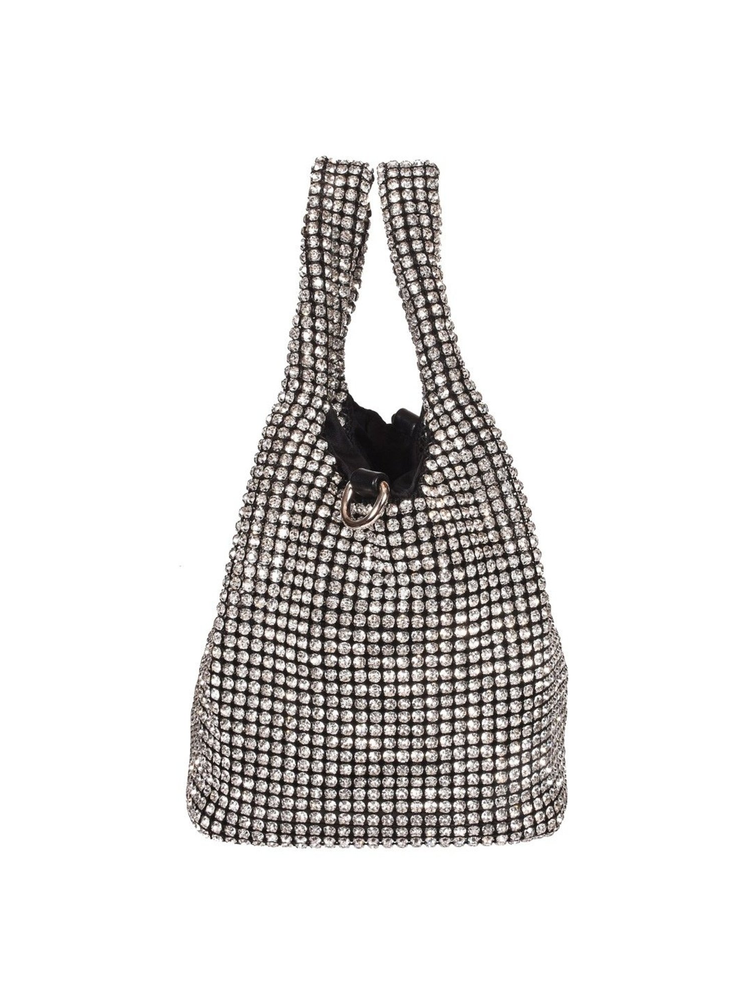 SASSORA RIM Silver Leather Embellished Medium Handbag