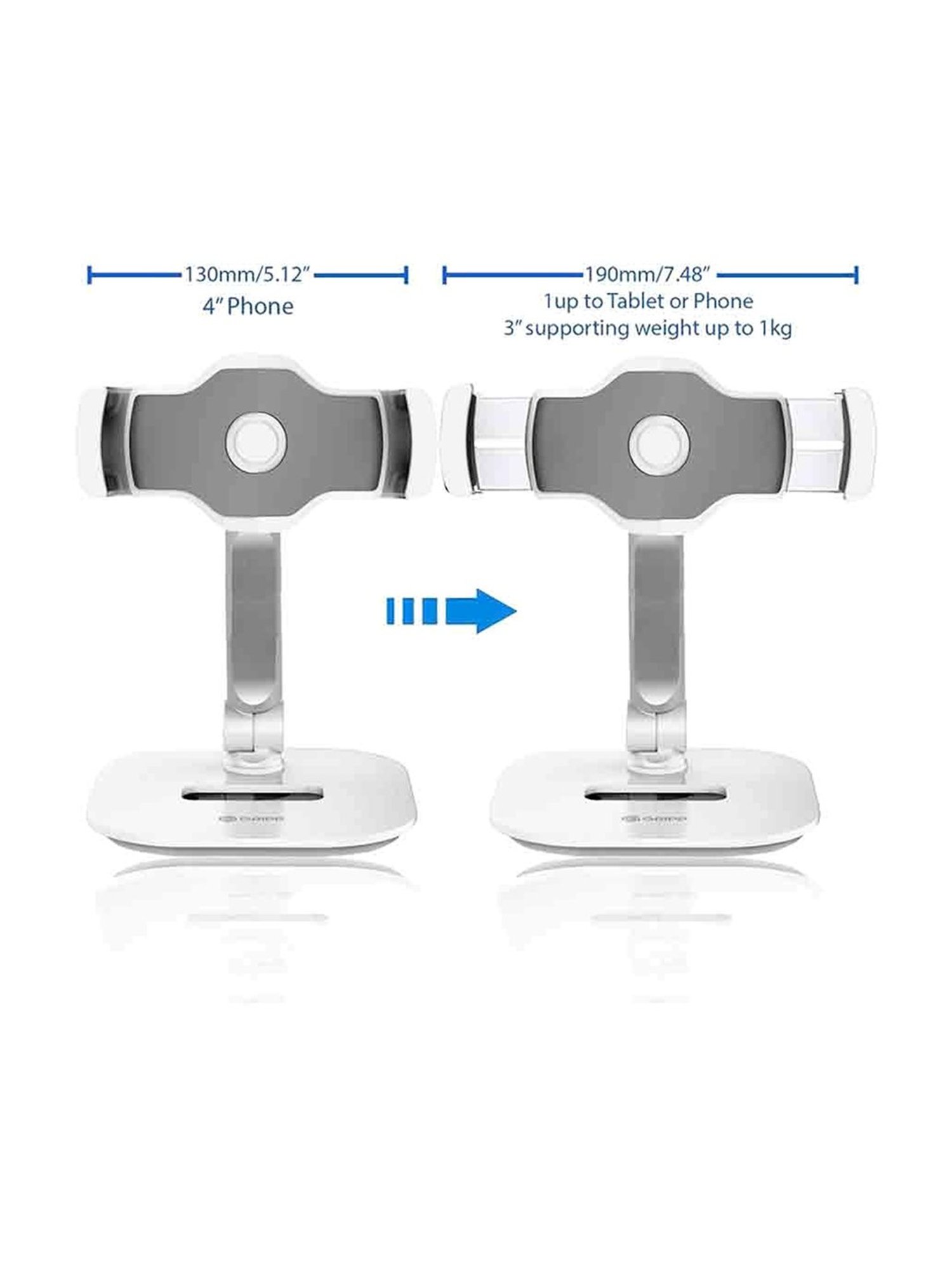 Gripp Premium Metal Table Top Pivot Mobile Holder Stand With Anti Slip (White)