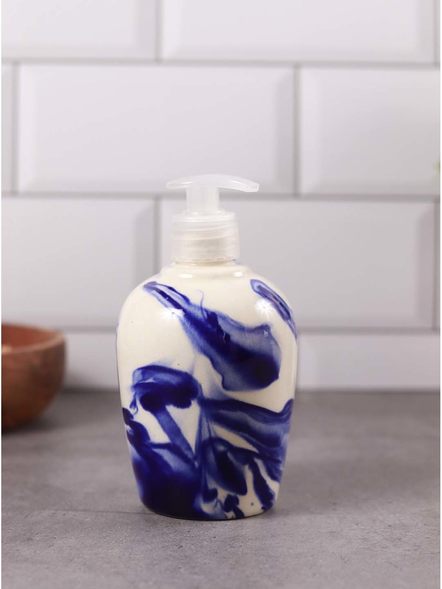 Unravel India Blue Shades Of Earth Ceramic Soap Dispenser