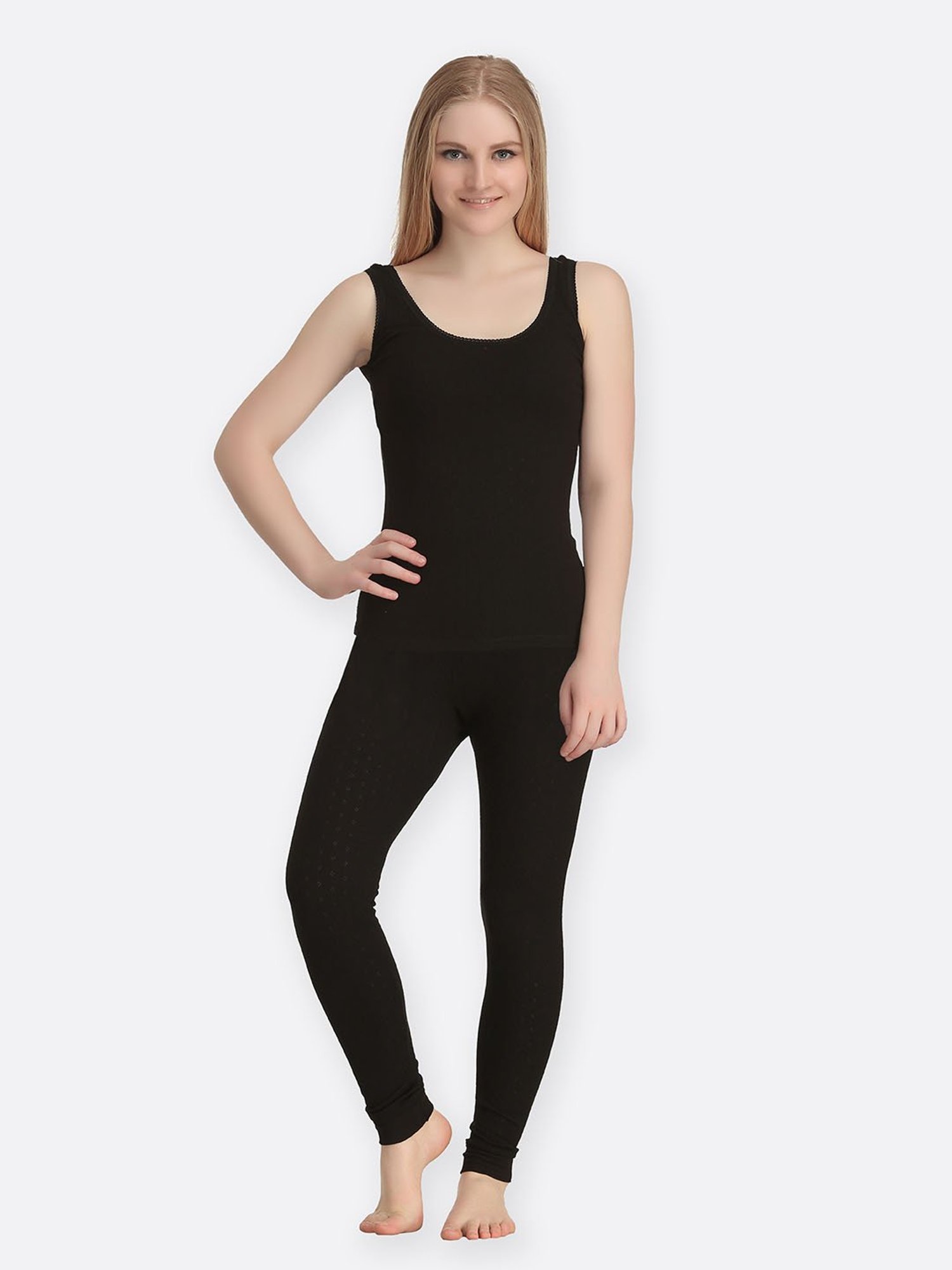 Kanvin Black Thermal Camisole With Tights