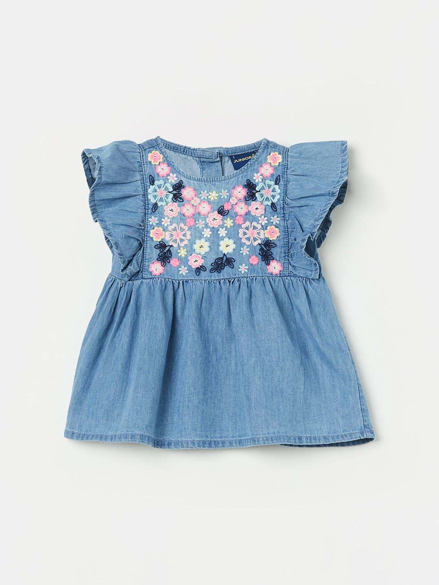 Juniors by Lifestyle Kids Mid Blue Cotton Casual Woven Top