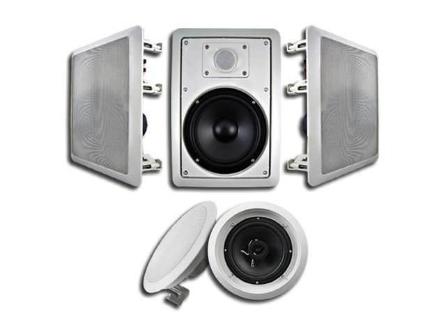 Acoustic Audio HT-65 Flush Mount 5 Speaker Set with 6.5" Woofers In Wall Ceiling