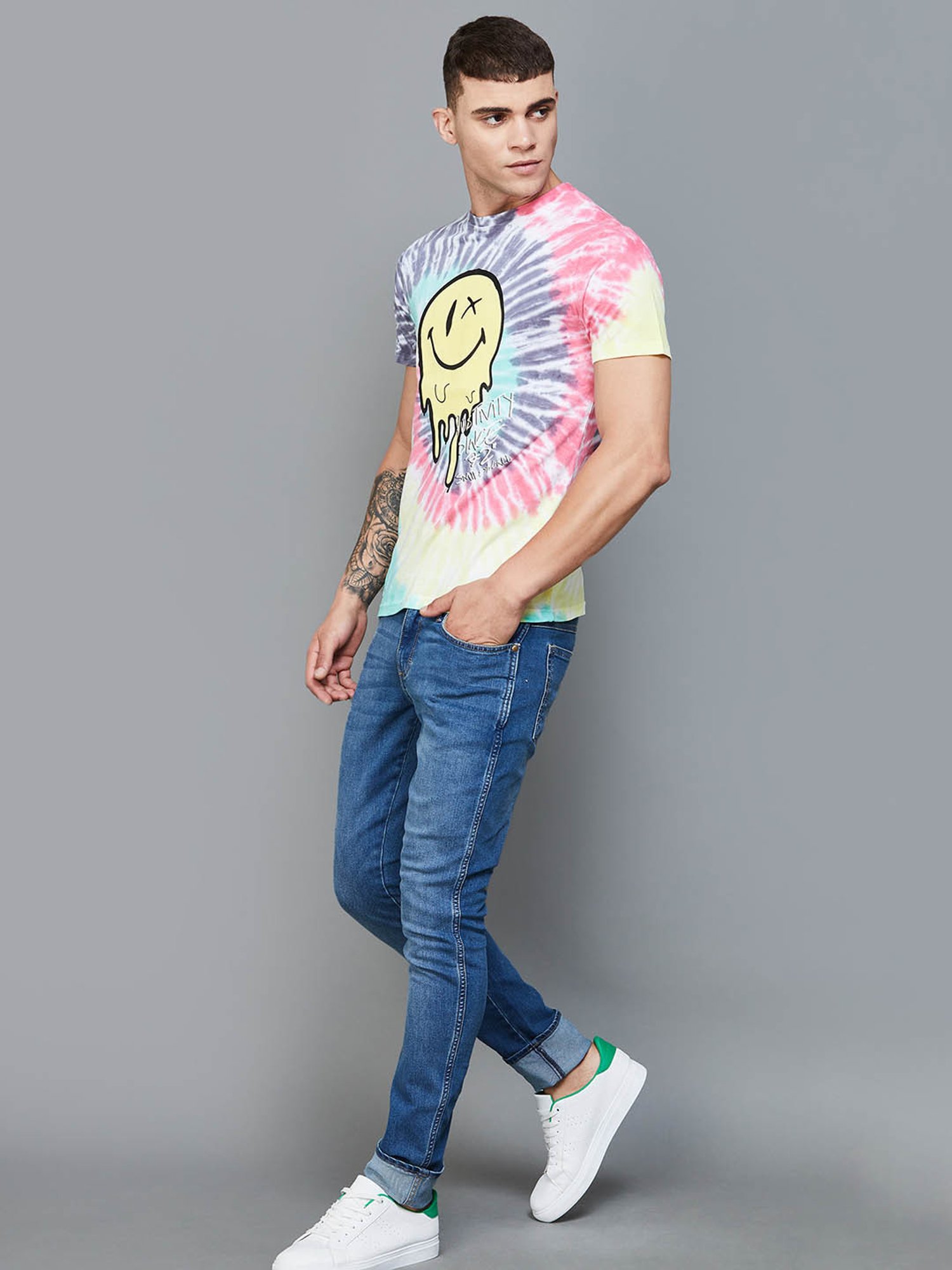 SmileyWorld Multi Cotton Regular Fit Printed T-Shirt