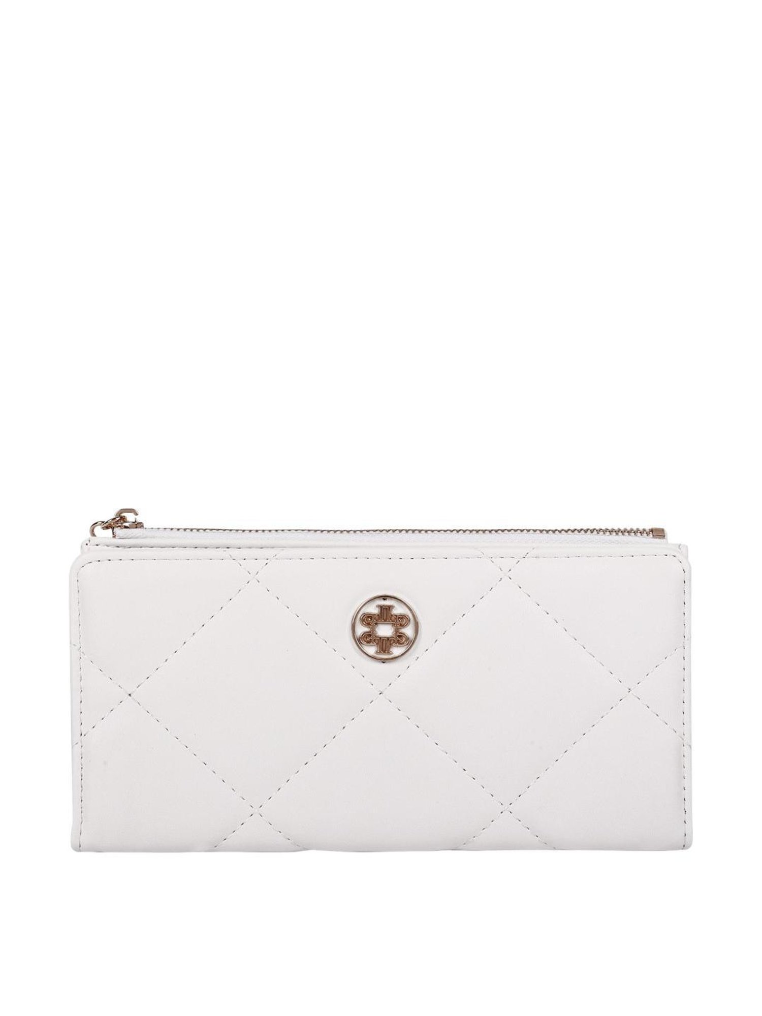 Lino Perros White Synthetic Quilted Bi-Fold Wallet