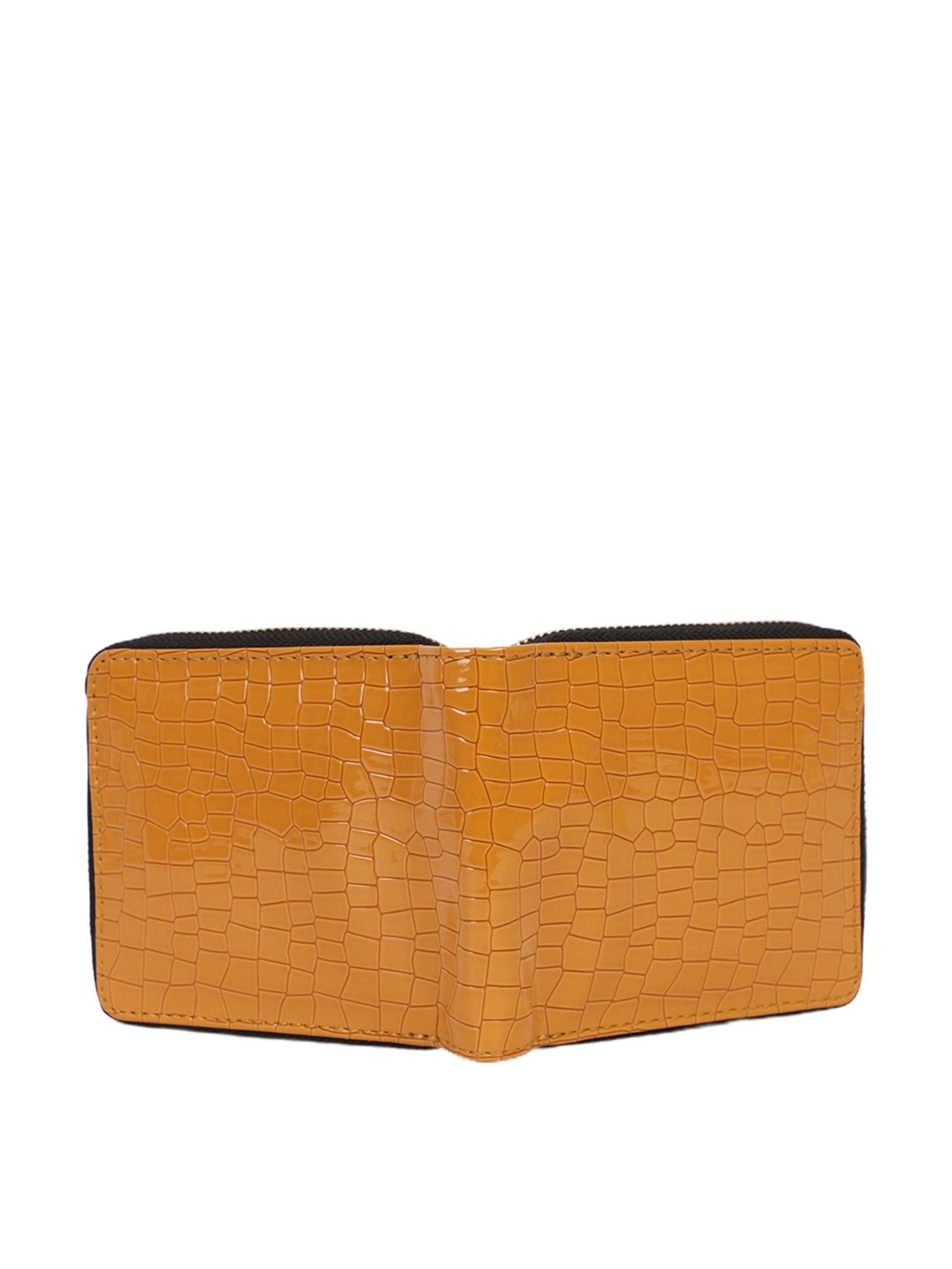 Bagsy Malone Yellow Textured Zip Around Wallet for Women