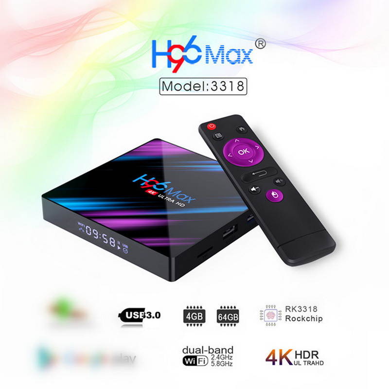H96 Max RK3318 TV Box 4GB RAM 64GB Android 9.0 4k HD network player CF HDMI Dual frequency wifi Digital Set-Top Boxes