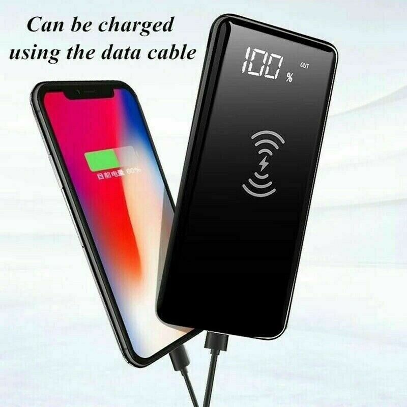 300000mAh Power Bank Qi Wireless Charging USB LCD LED Portable Battery Charger