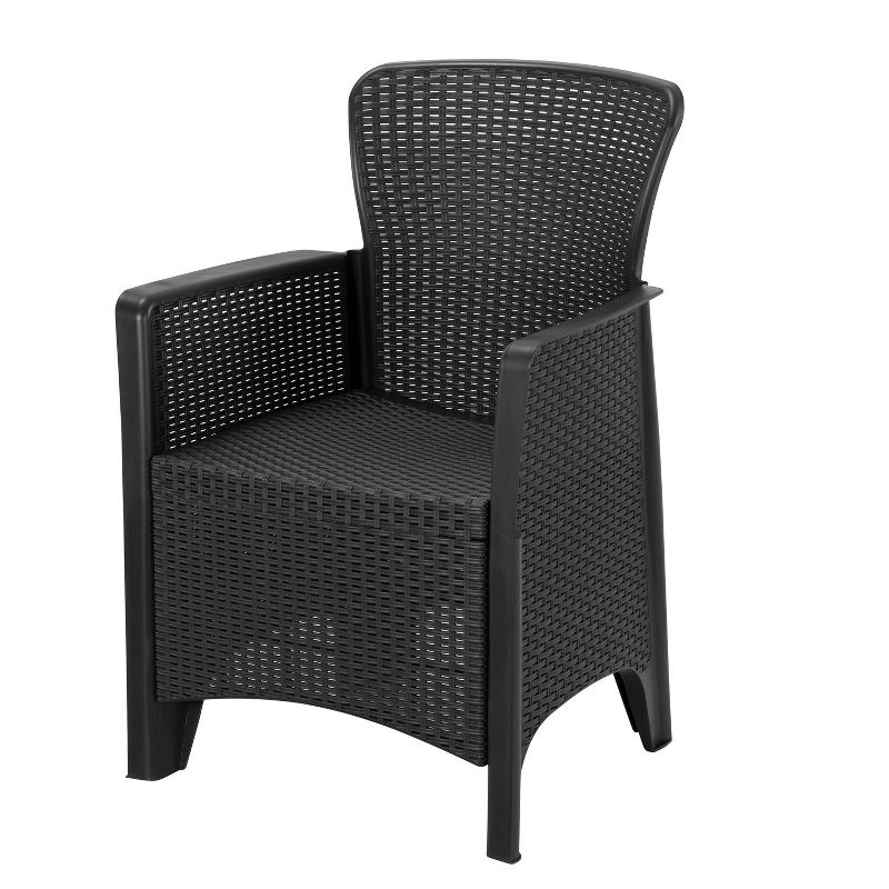 3pc Plastic Patio Conversation Set with Beige Cushions - Accent Furniture