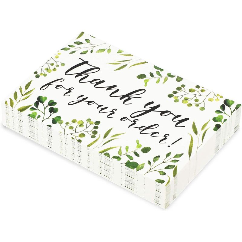 Pipilo Press 48-Pack Thank You For Your Order Postcards, Green Floral Design (4 x 6 In)