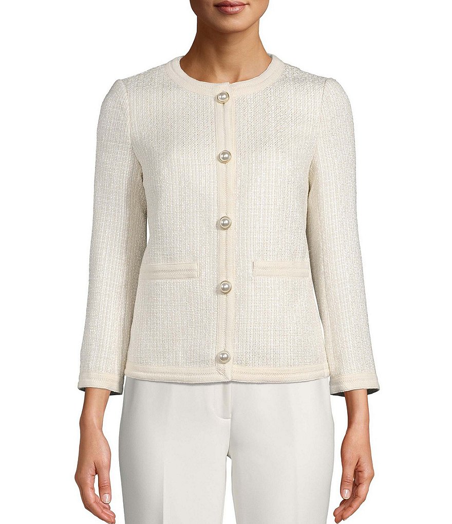 Kasper Glen Plaid Notch Lapel Two Button Front Pocket Jacket