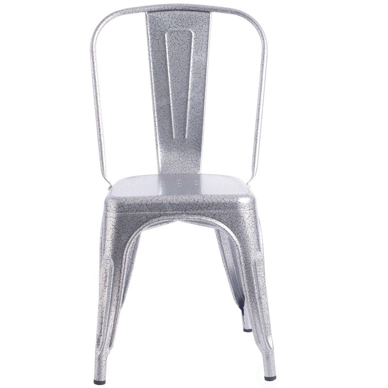 Bold Tones Silver Industrial Metal Dining Bistro Chair with Back