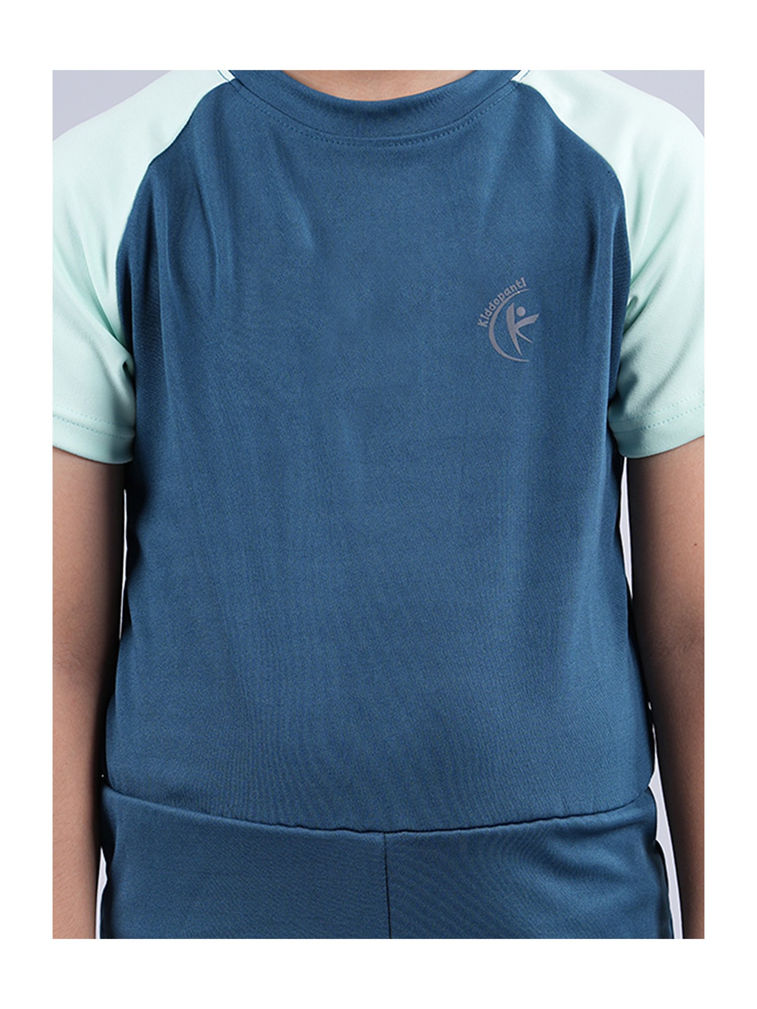 Kiddopanti Kids Teal Solid Swimsuit