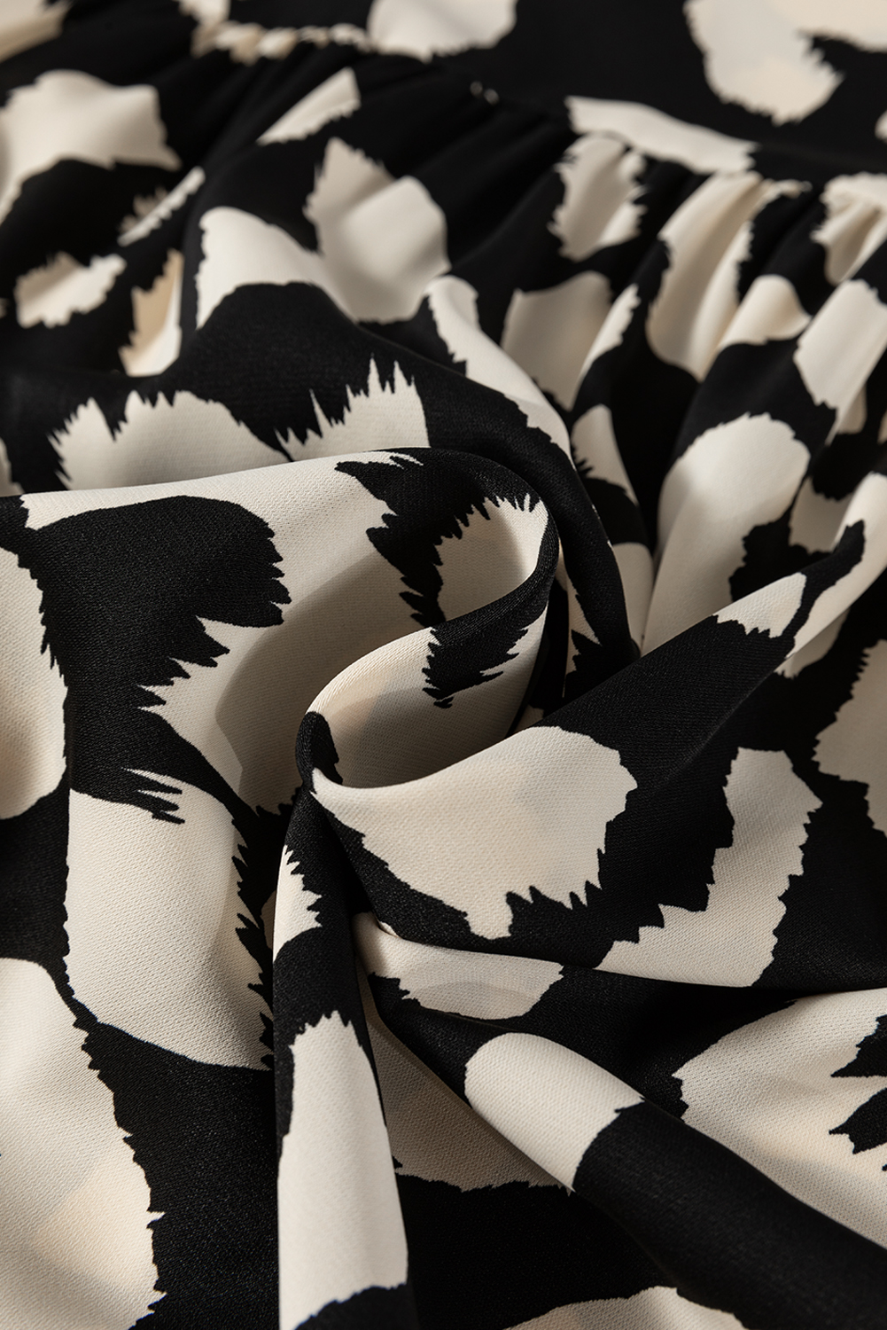 White Frill Mock Neck Sleeveless Tiered Floral Dress