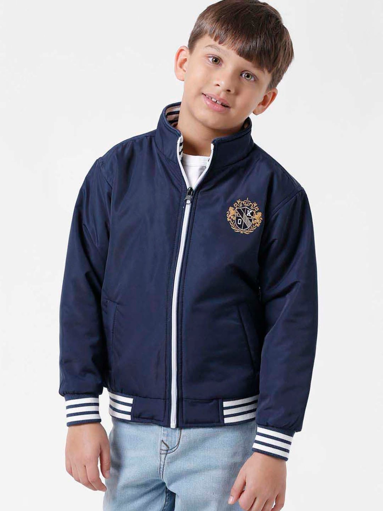 Kate & Oscar Kids White Regular Fit Full Sleeves Jacket