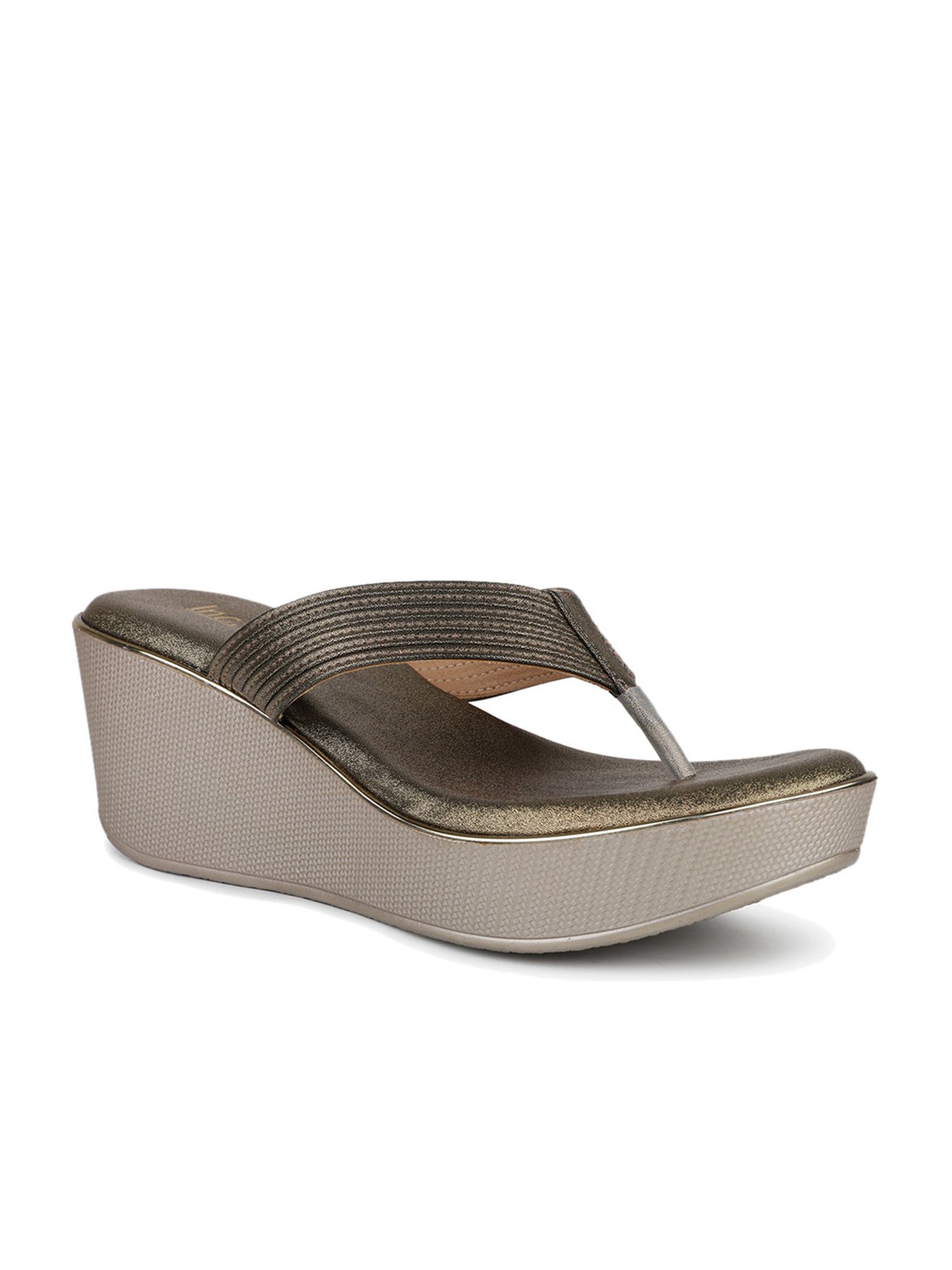 Inc.5 Women's Antique Gold Thong Wedges