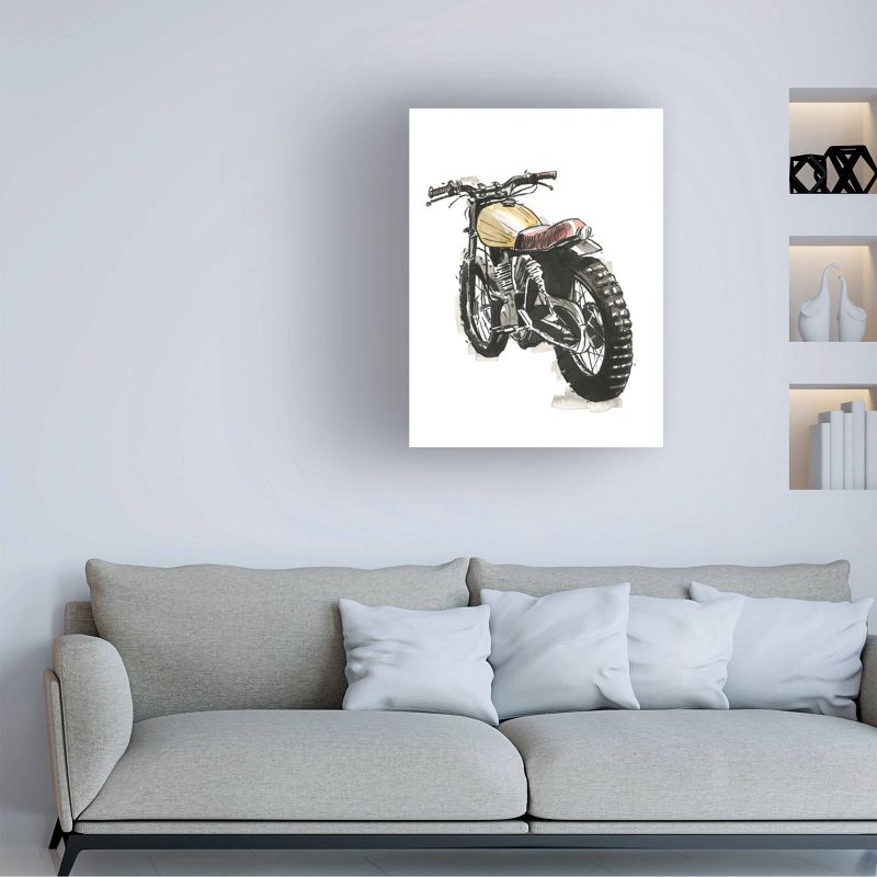 18" x 24" Annie Warren 'Motorcycles in Ink III' Unframed Wall Canvas - Trademark Fine Art