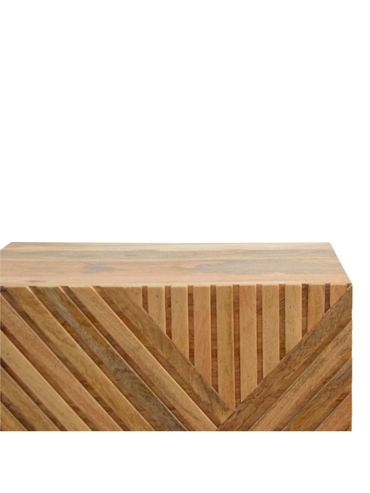 Artisan Furniture Textured Brown Line-Carving Bedside Table With Double Drawers