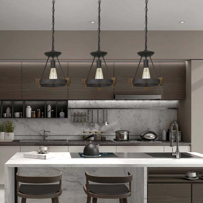 31" x 33" Metal/Wood Cruz Pendant Dark Bronze - Cal Lighting